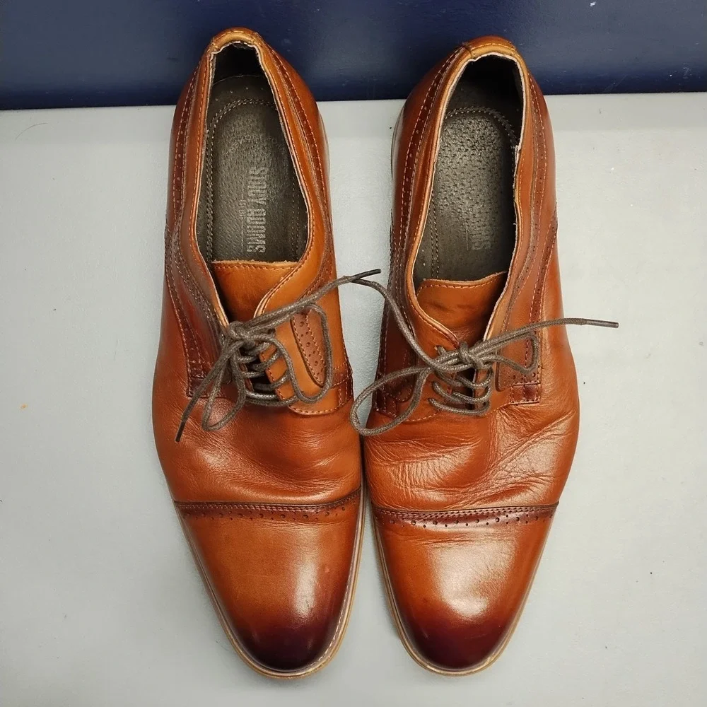 Stacy Adams Dickinson Oxford Shoes Mens US 11.5M Brown Leather Cap Toe 25066-221
